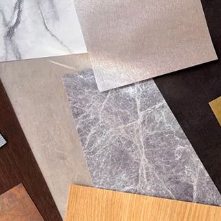 Assorted marble, stone and metallic film samples